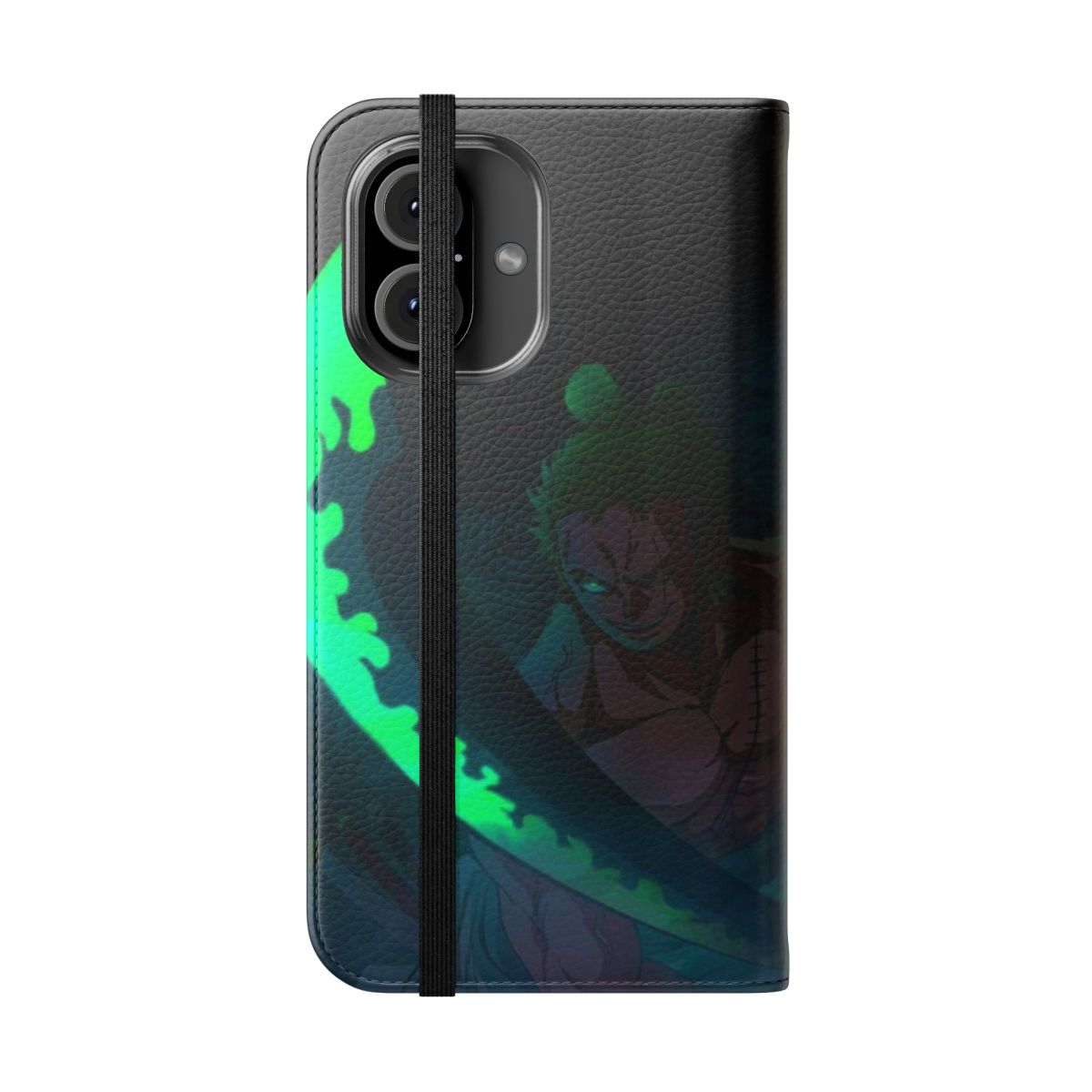 Anime-themed flip phone case with Roronoa Zoro from the popular manga and anime series One Piece - Folded Front