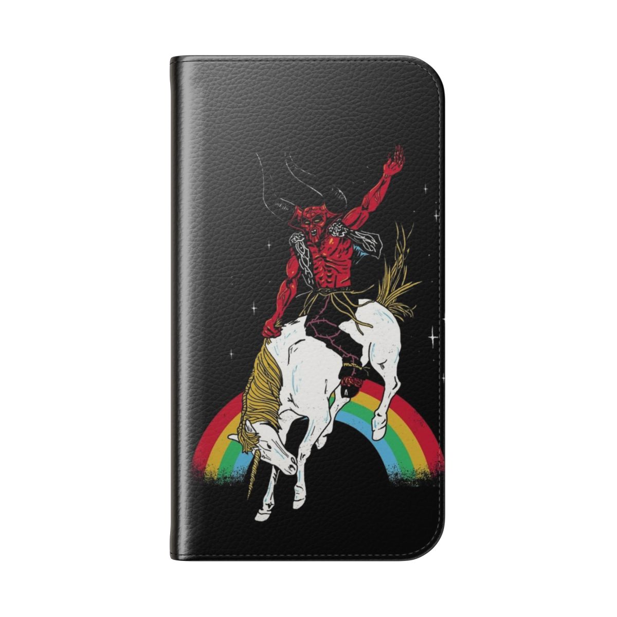 Flip cover phone case with fantasy and mythical creature design - Folded Back