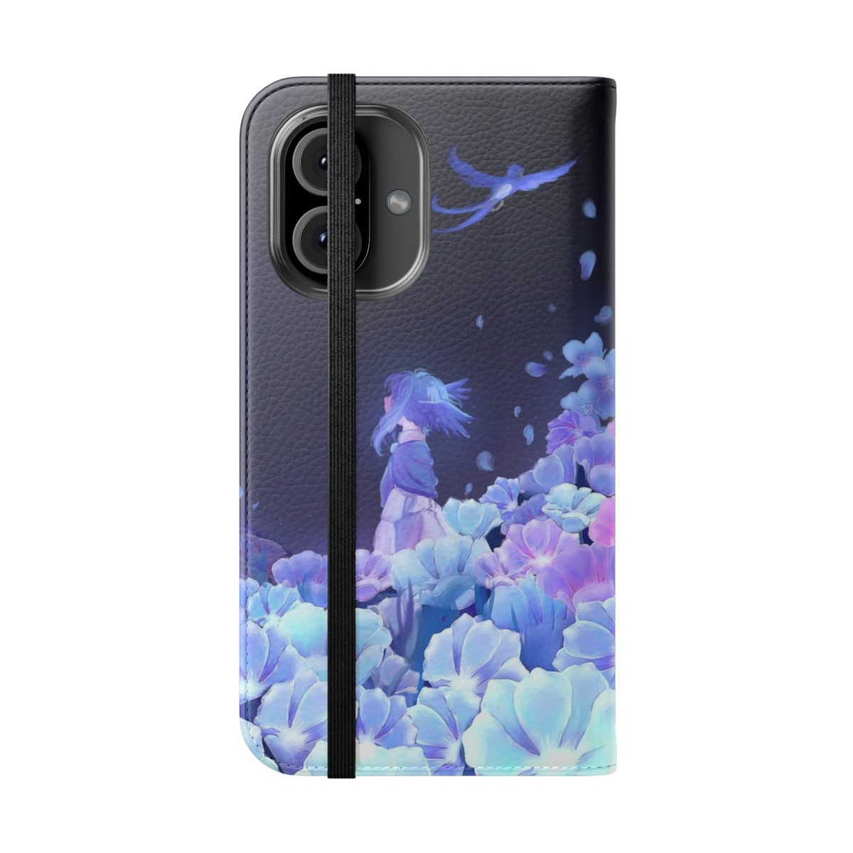 Elips Flowers Inspired Flip Cover Phone Case for FFXIV Fans - Folded Front