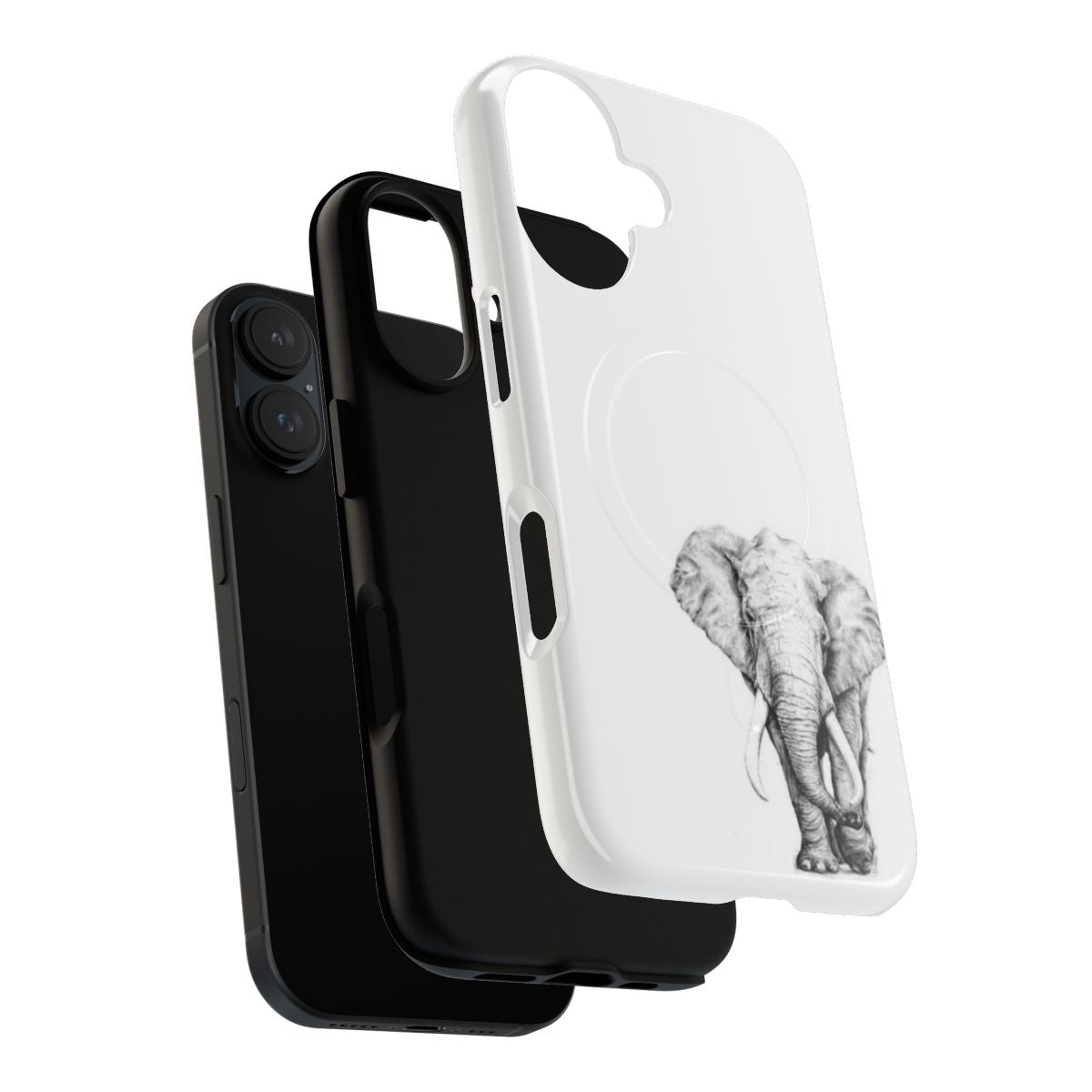 Elephant-themed magnetic tough phone case - Layers