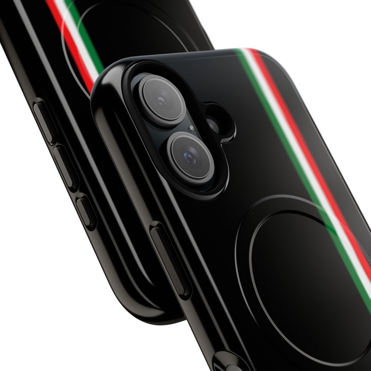 Minimalist phone case featuring the iconic colors and design of the Italian flag - Detail