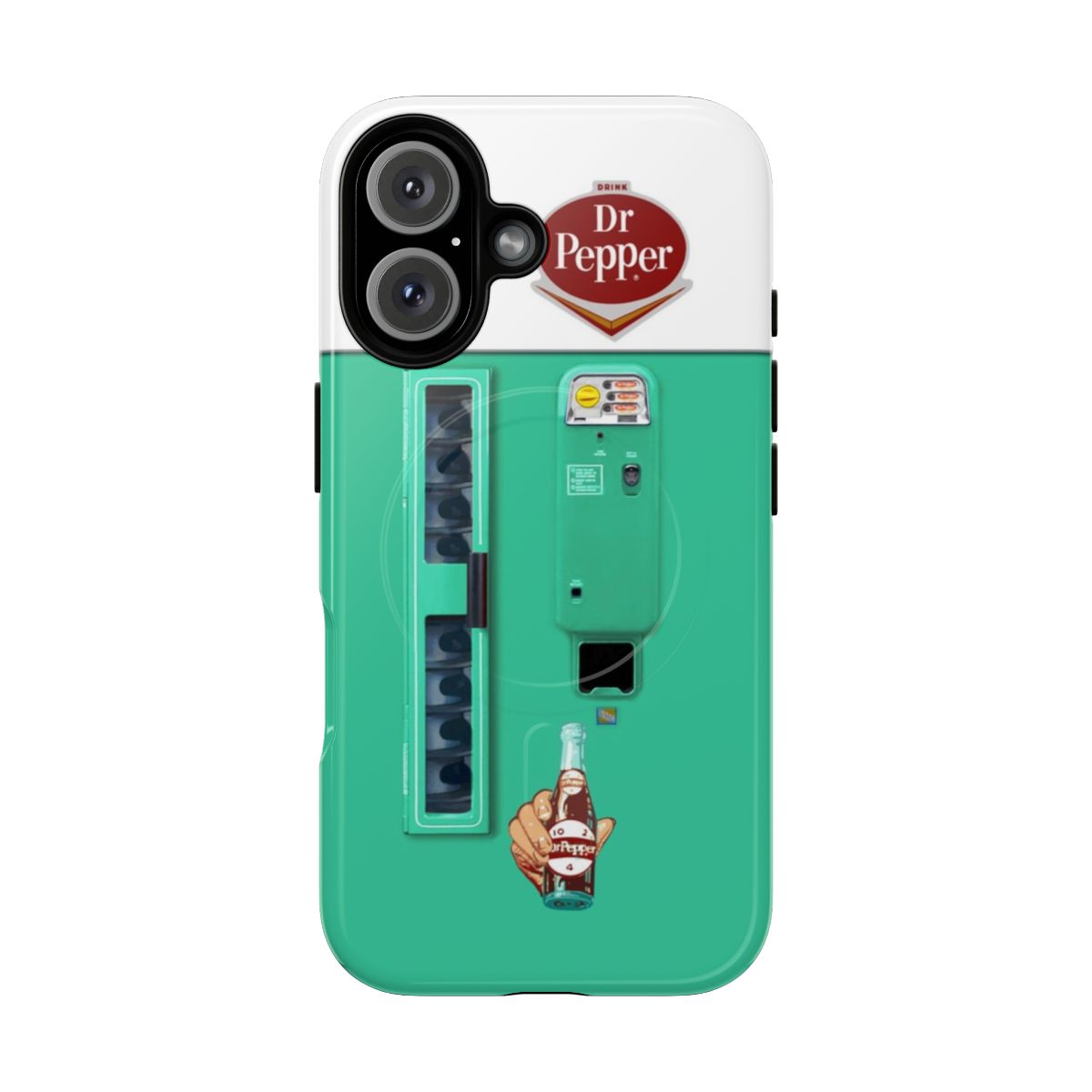 Vintage Dr. Pepper vending machine design on a magnetic tough phone case