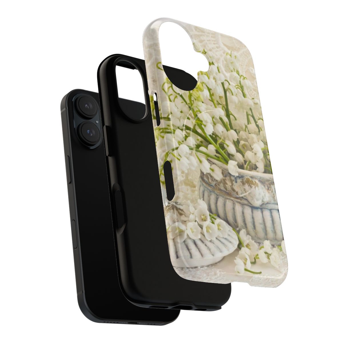 Artistic phone case featuring a beautiful lily of the valley still life design - Layers