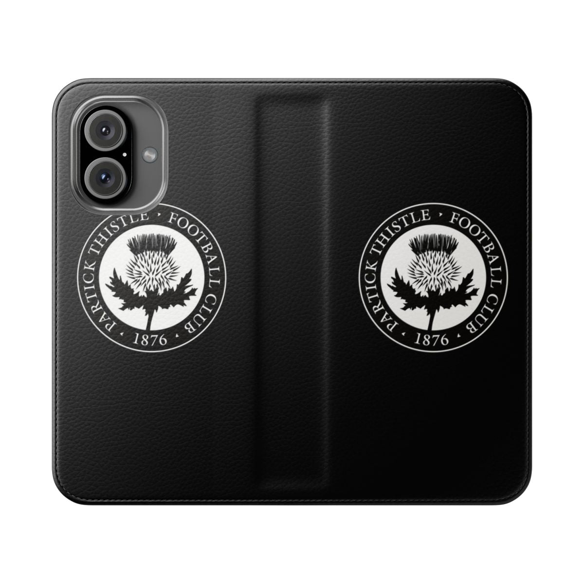 Partick Thistle inspired Scottish football phone case with a flip cover design