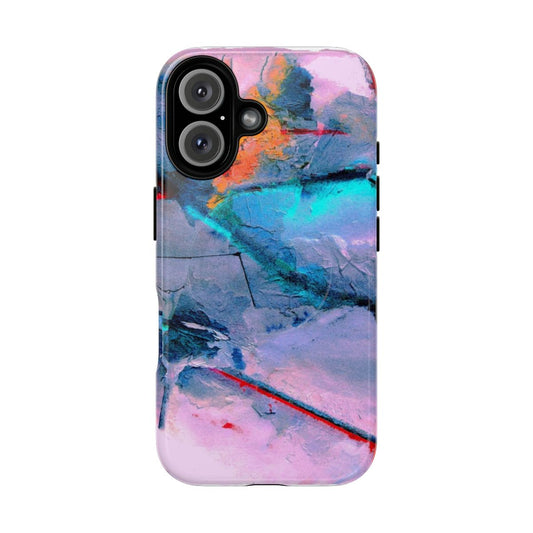 Colorful collage phone case with a design of people kissing under the northern lights