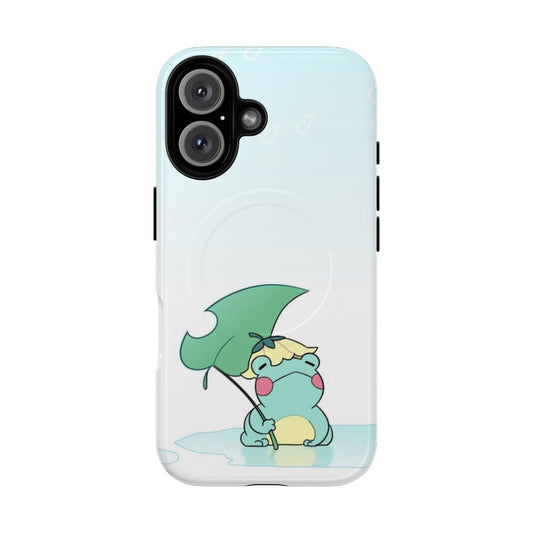 A green frog character on a durable, magnetic phone case