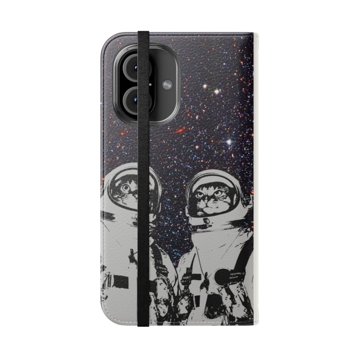 Cute cat astronaut on a flip phone case with a space theme - Folded Front