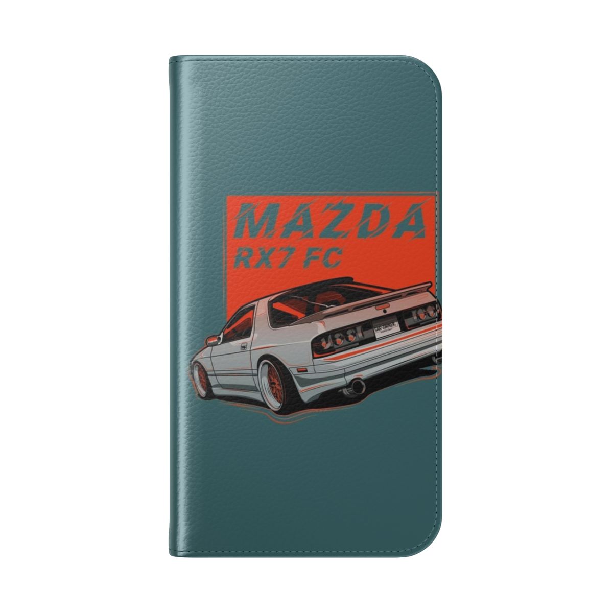 Mazda RX7 FC3S-inspired flip cover phone case with graphic design and vector art - Folded Back