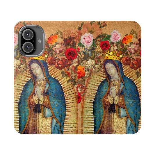 Vibrant Catholic phone case featuring the image of the Virgin Mary, also known as Our Lady of Guadalupe.