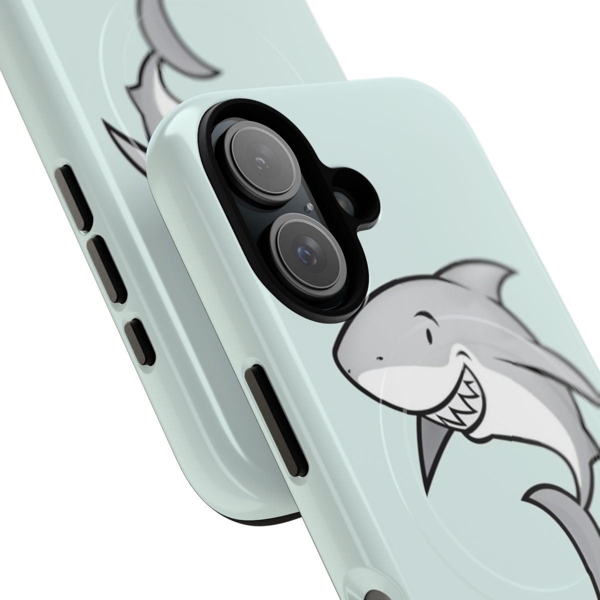 Magnetic phone case with a cute cartoon shark design - Detail