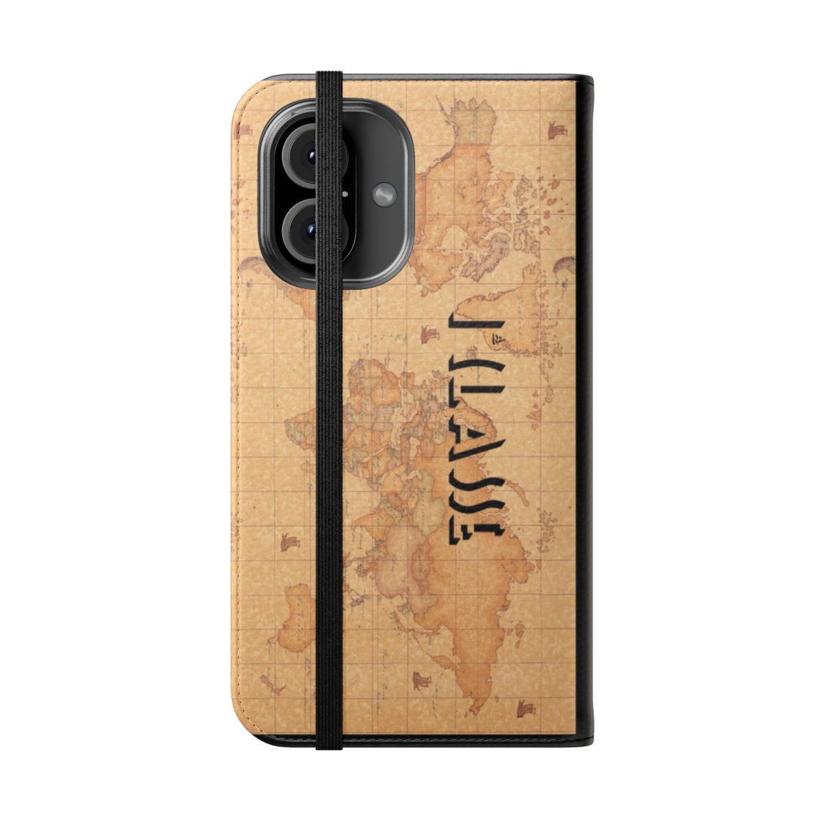 Premium flip phone case with stylish map, globe, and fashion design - Folded Front