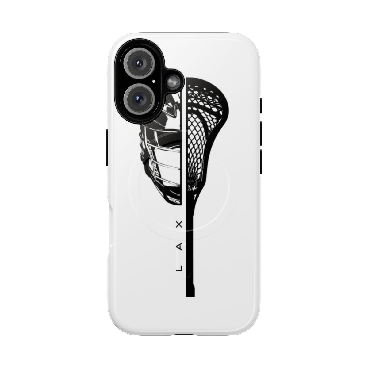 Lacrosse themed tough phone case with magnetic design