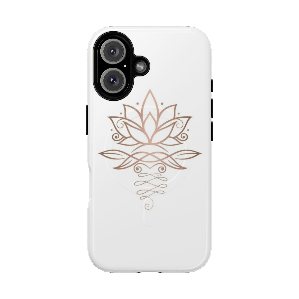 Vibrant lotus flower design on a rose gold magnetic tough phone case