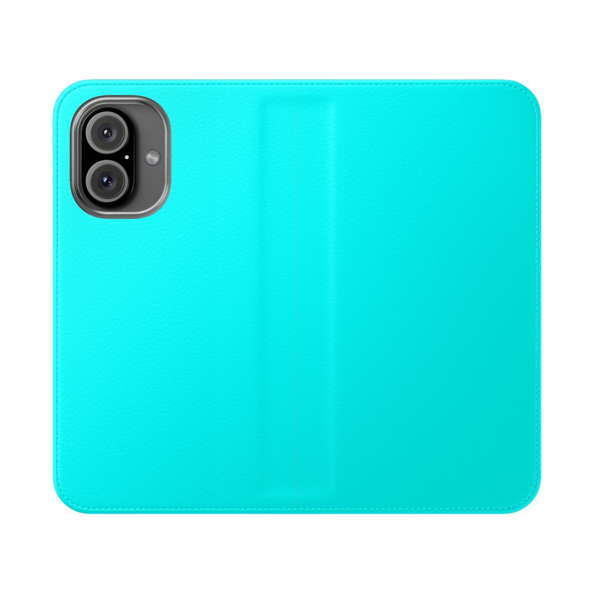 Solid cyan colored phone case with modern block color design