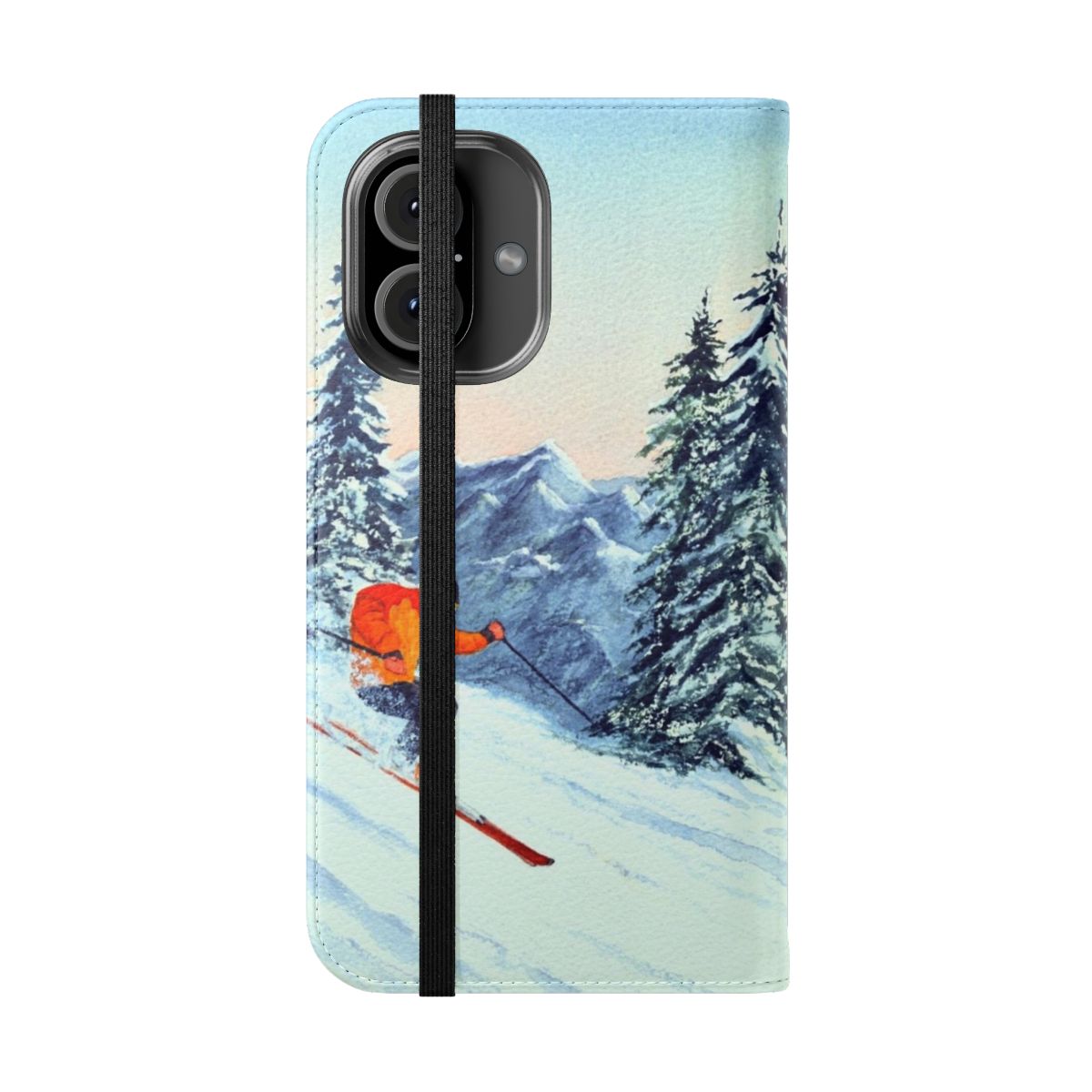 Skiing-Inspired Flip Cover Phone Case - Folded Front