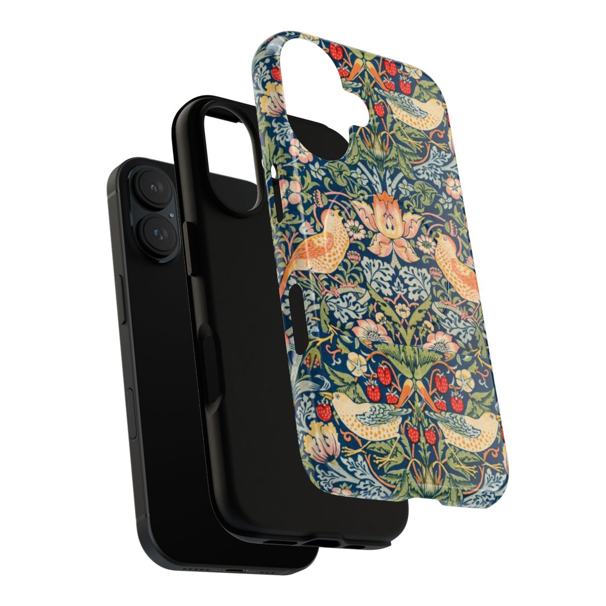 Magnetic tough phone case with a vibrant floral pattern inspired by the iconic designs of William Morris - Layers