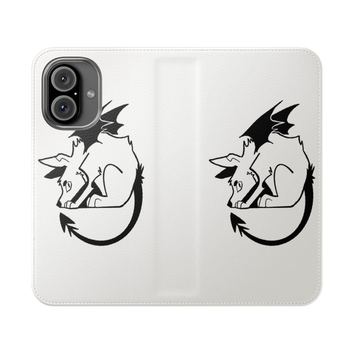 A dark and spooky phone case featuring a demonic canine design