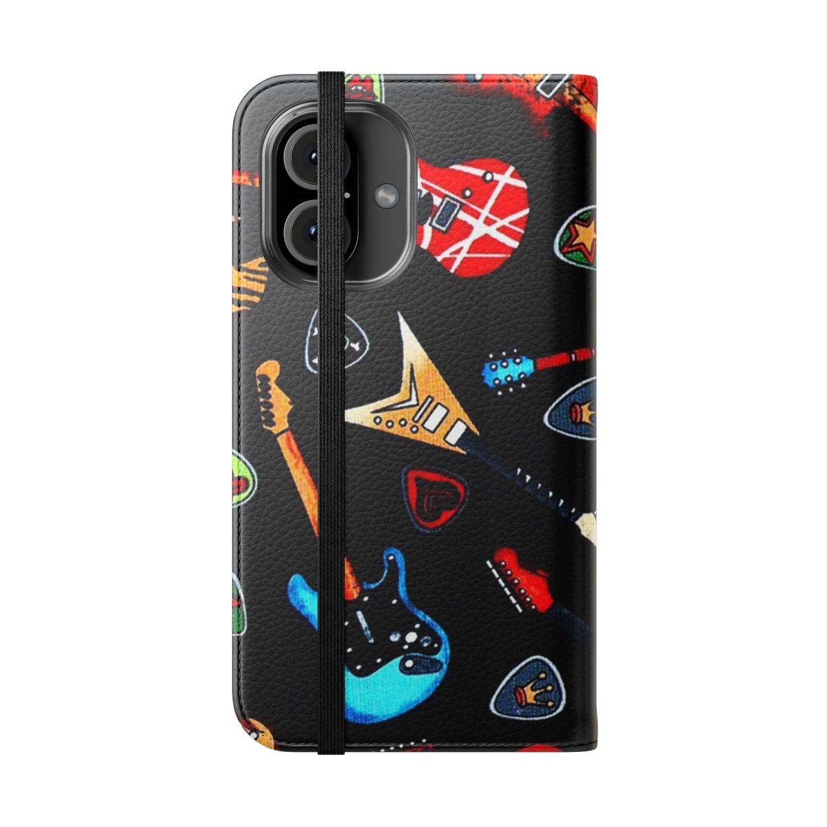 Colorful electric guitar pattern phone case cover - Folded Front