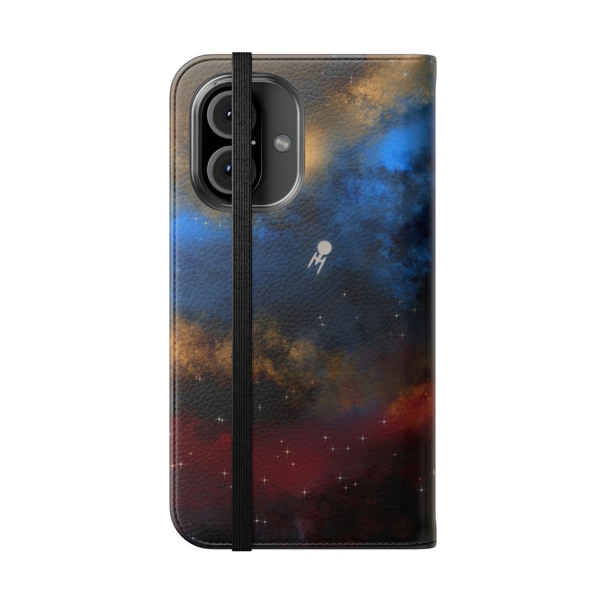 Star Trek-inspired digital painting phone case featuring the USS Enterprise and cosmic imagery - Folded Front