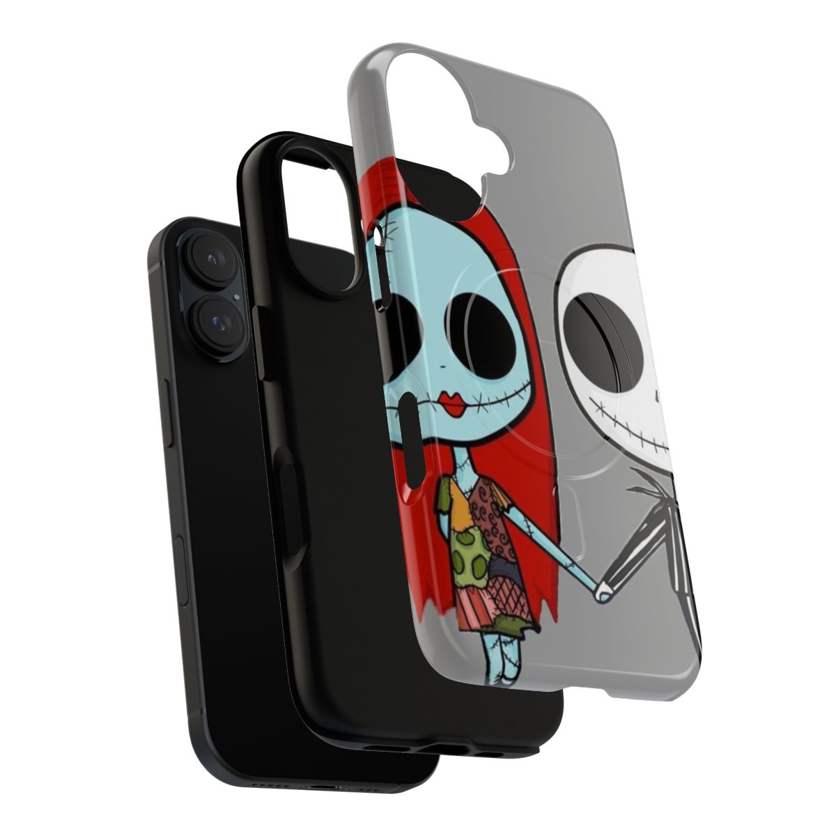 Image of a magnetic tough phone case featuring Jack Skellington and his girlfriend from The Nightmare Before Christmas. - Layers