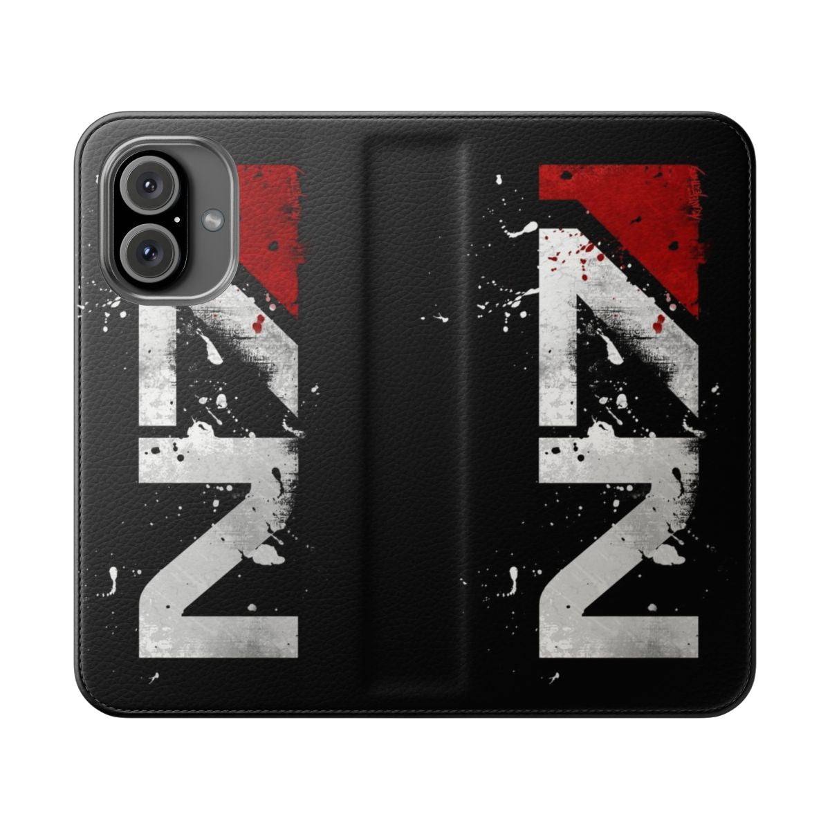 Distressed N7 flip cover phone case inspired by the Mass Effect video game series