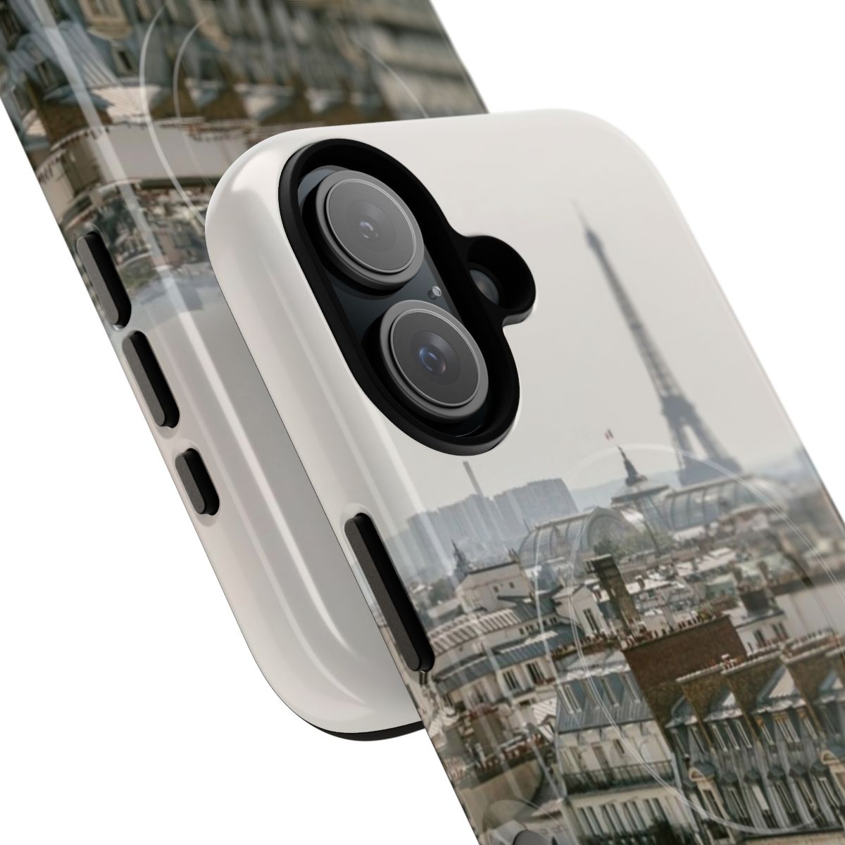 Magnetic tough phone case featuring a scenic Paris rooftop cityscape design - Detail