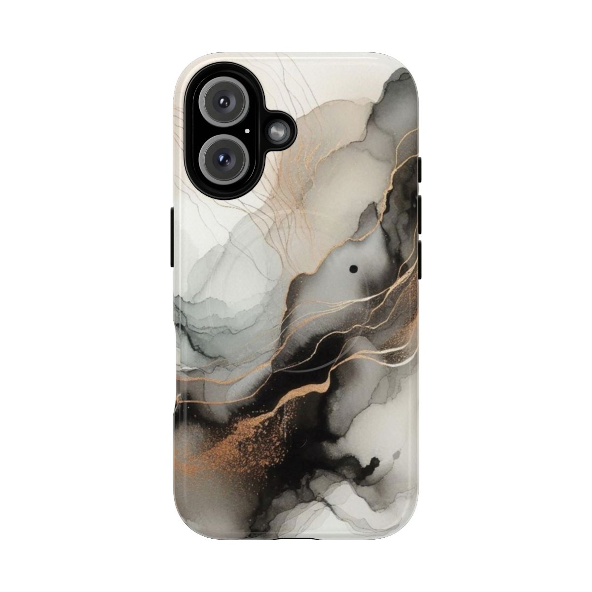 Abstract watercolor art design with golden veins and metallic accents on modern, chic phone case