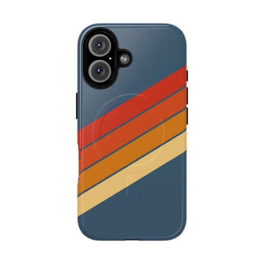 Retro 70s style striped tough and magnetic phone case