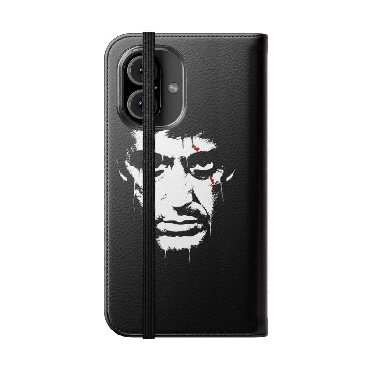 Scarface-inspired phone case cover with classic black and white design - Folded Front