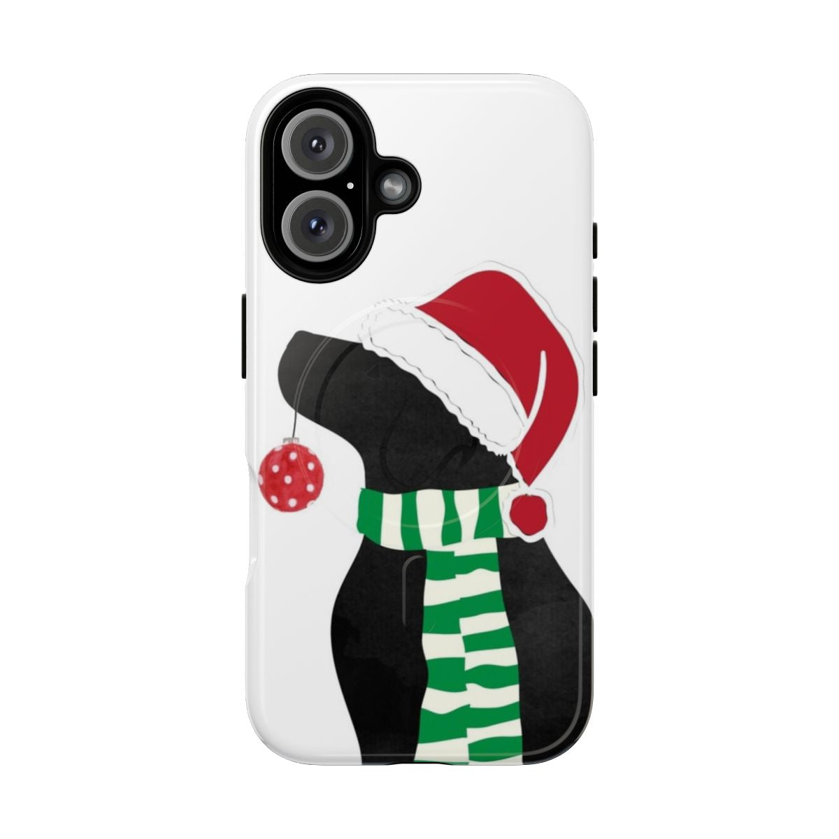 Black Labrador Retriever wearing a Santa hat on a phone case