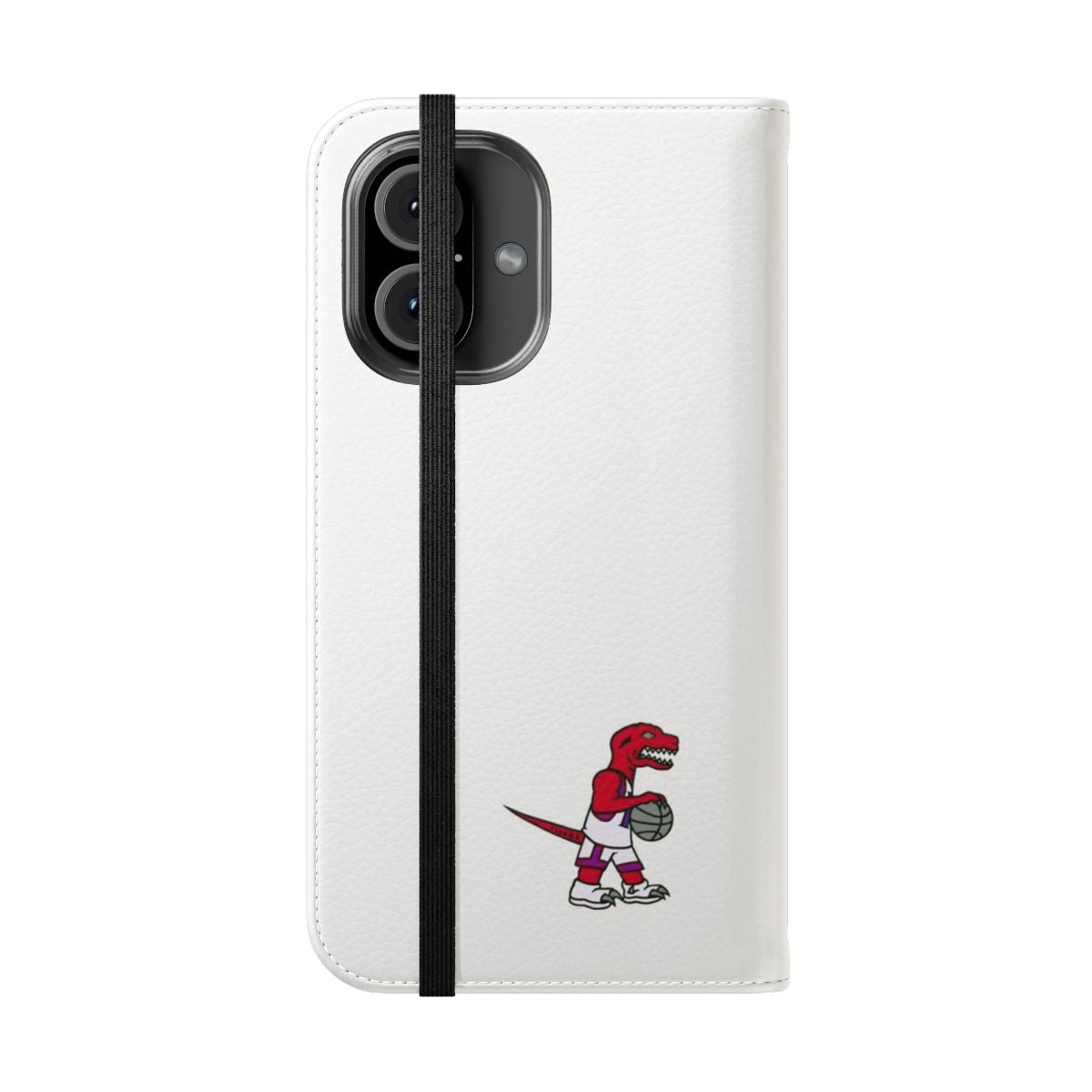 Retro-style Toronto Raptors phone case with The Raptor mascot design - Folded Front