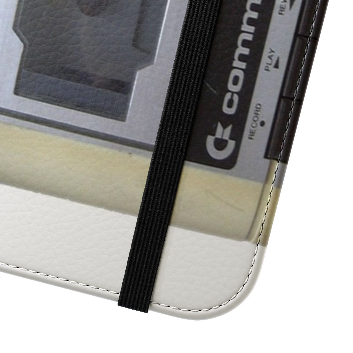 Commodore 64 inspired flip phone case with classic computer design - Close Up