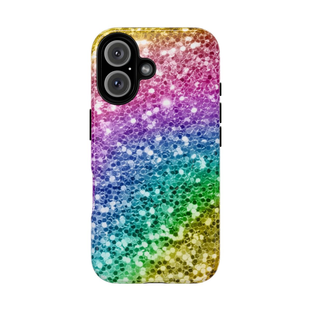 Colorful glitter and rainbow phone case with magnetic closure