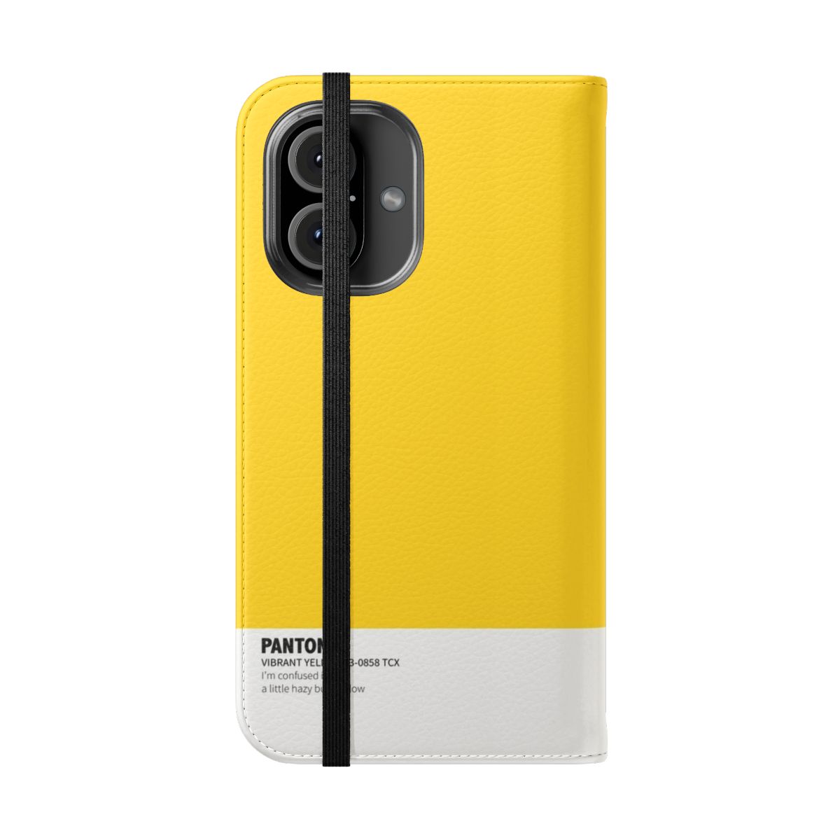 Vibrant yellow flip phone case with Pantone color design - Folded Front