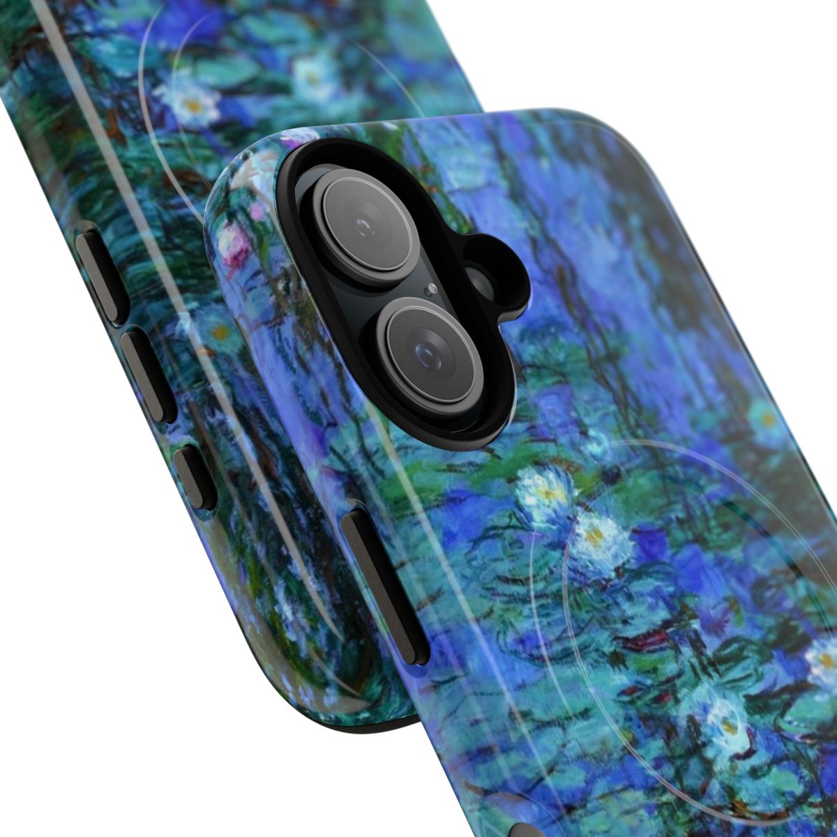 Magnetic tough phone case featuring Claude Monet's "Water Lilies - Blue Water Lilies" impressionist artwork - Detail