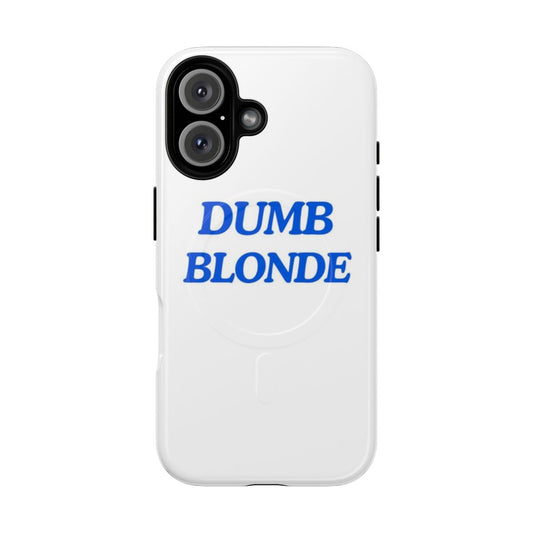 Stylish blondes magnetic tough phone case featuring a trendy blue print design