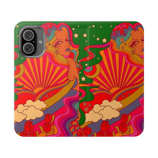 Colorful and vibrant psychedelic-inspired flip phone case