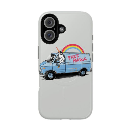 Magnetic tough phone case with creepy unicorn and stranger things-inspired design