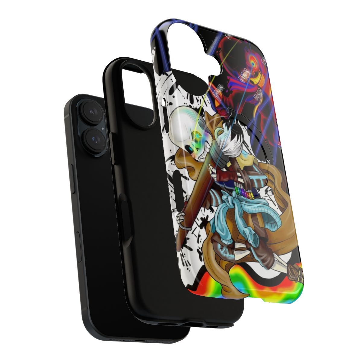 Colorful magnetic tough phone case featuring Ink Sans and Error Sans from Undertale - Layers