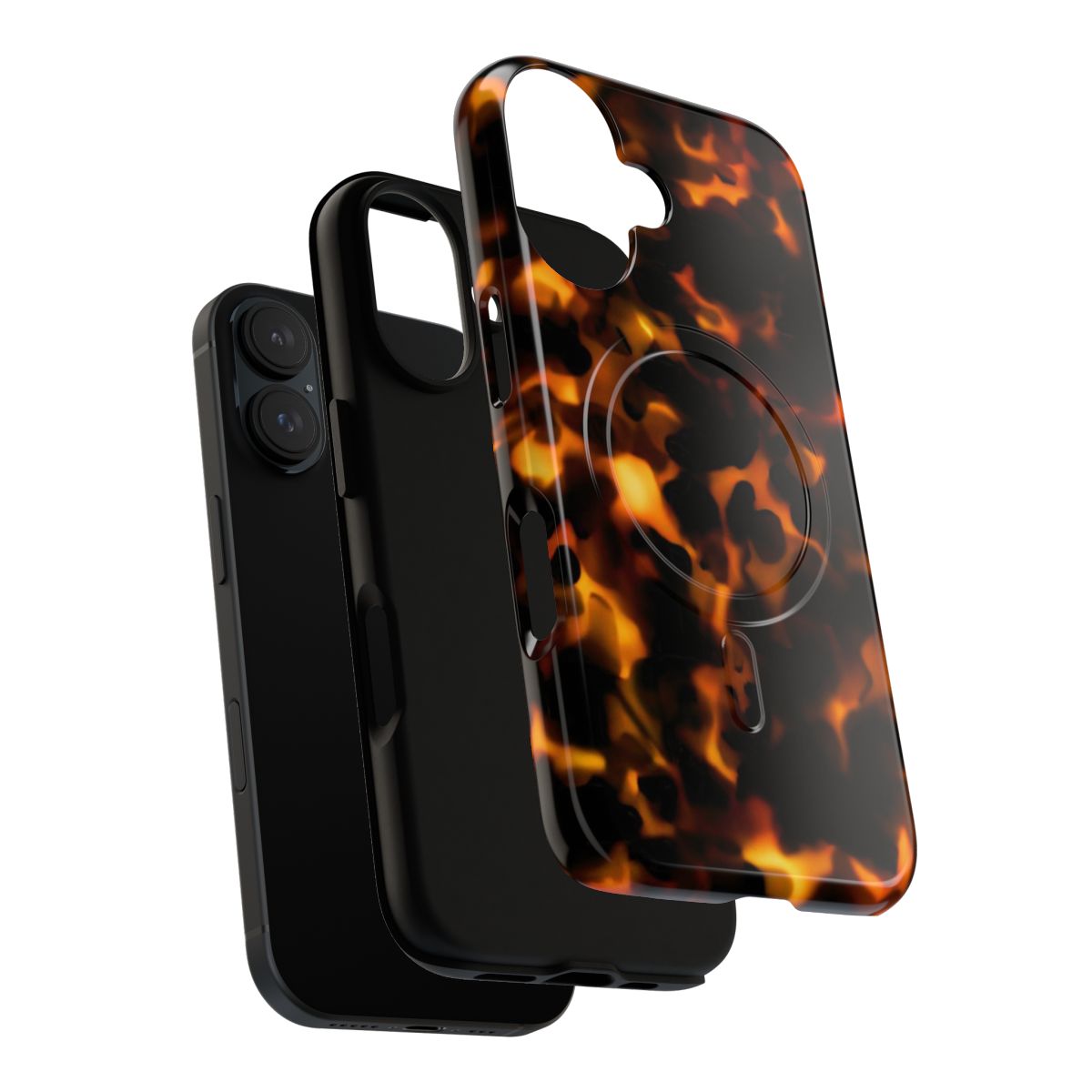 Tortoise shell pattern magnetic phone case with a protective and stylish design - Layers