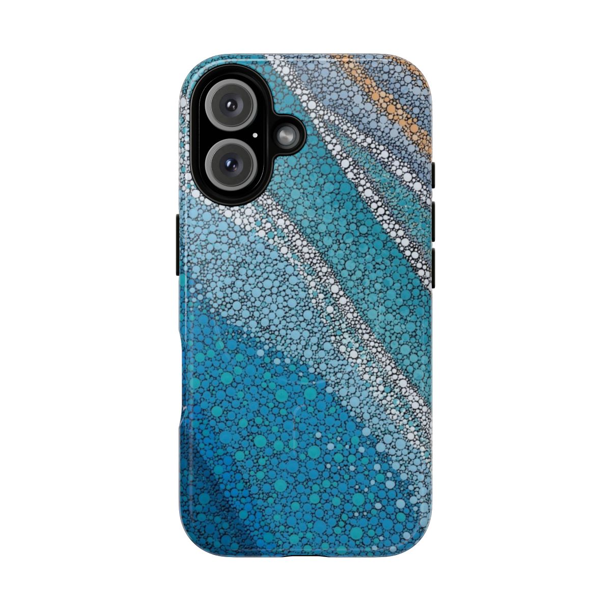 Tough magnetic phone case with aboriginal-inspired ocean design