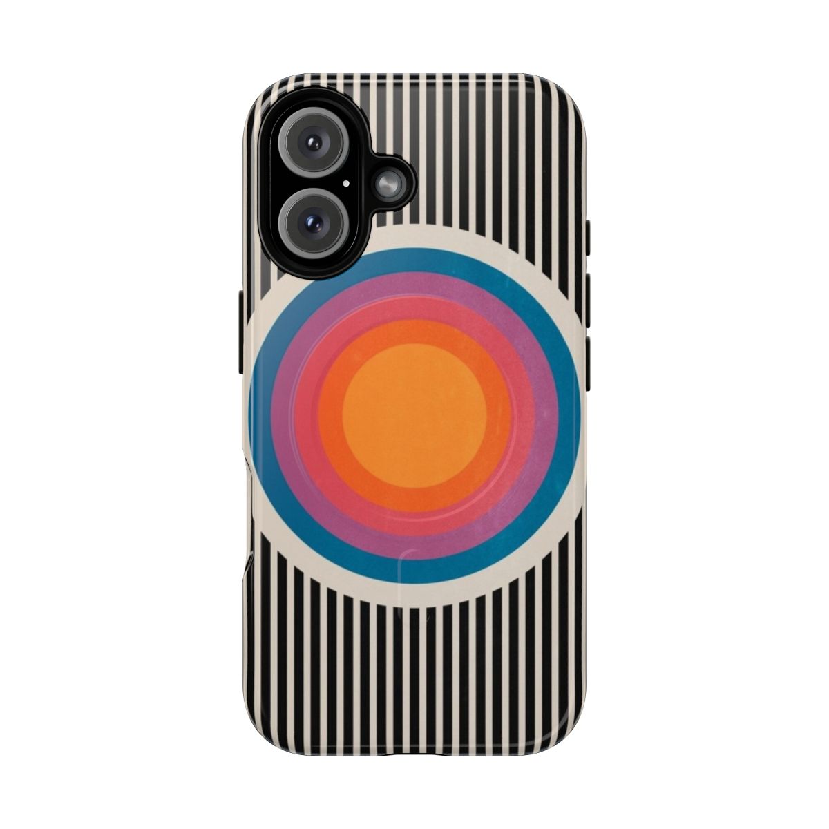 Vibrant, minimalist phone case with abstract art design inspired by the California sun