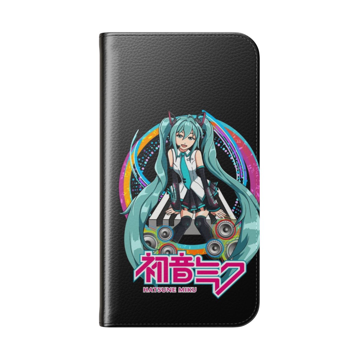 Flip cover phone case featuring the popular anime character Hatsune Miku - Folded Back