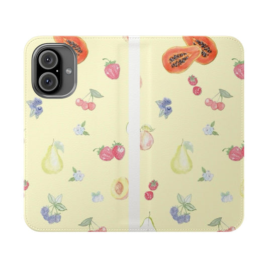 Colorful summer fruits pattern on a flip cover phone case