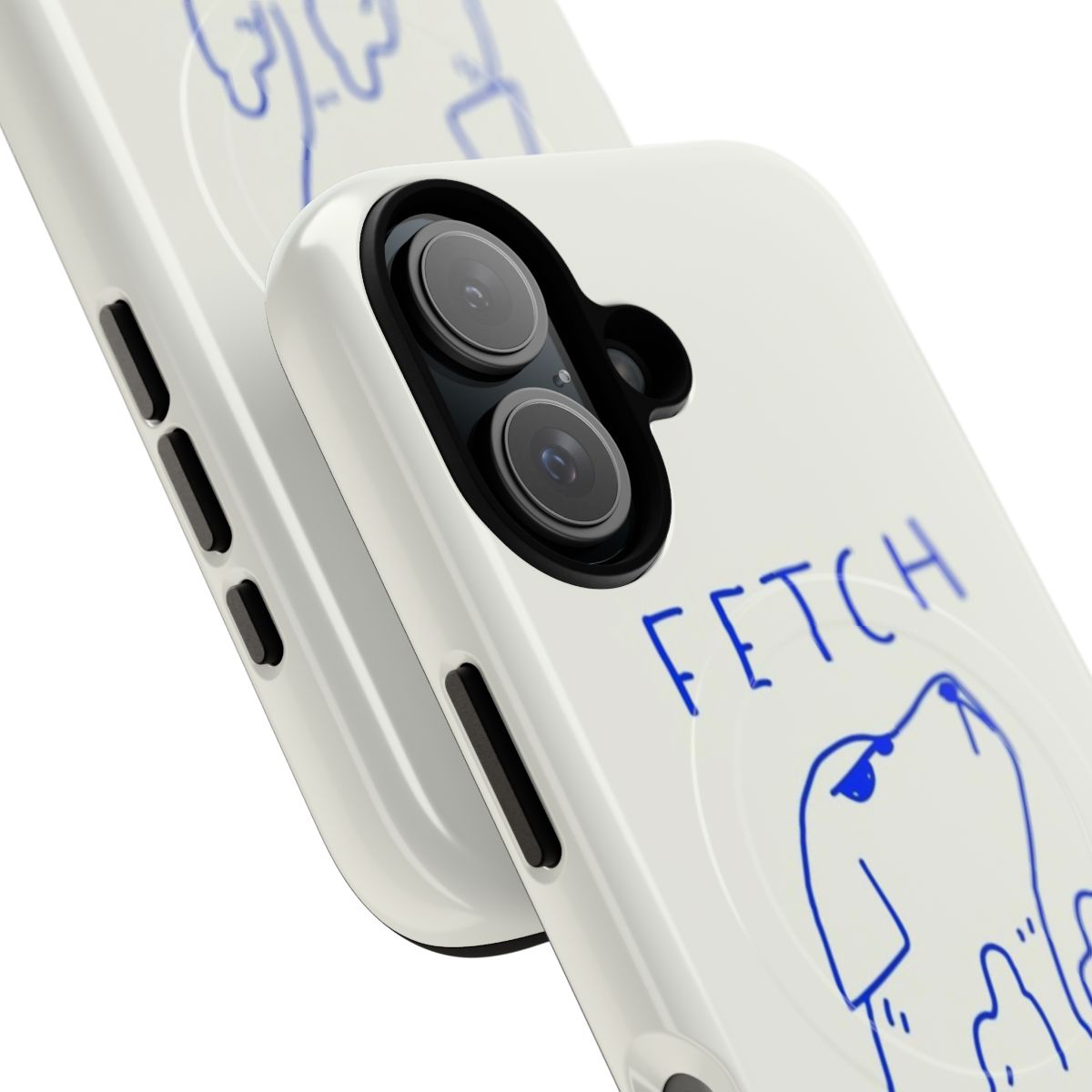 A stylish magnetic tough phone case featuring a minimalist line art or pop art dog design. - Detail