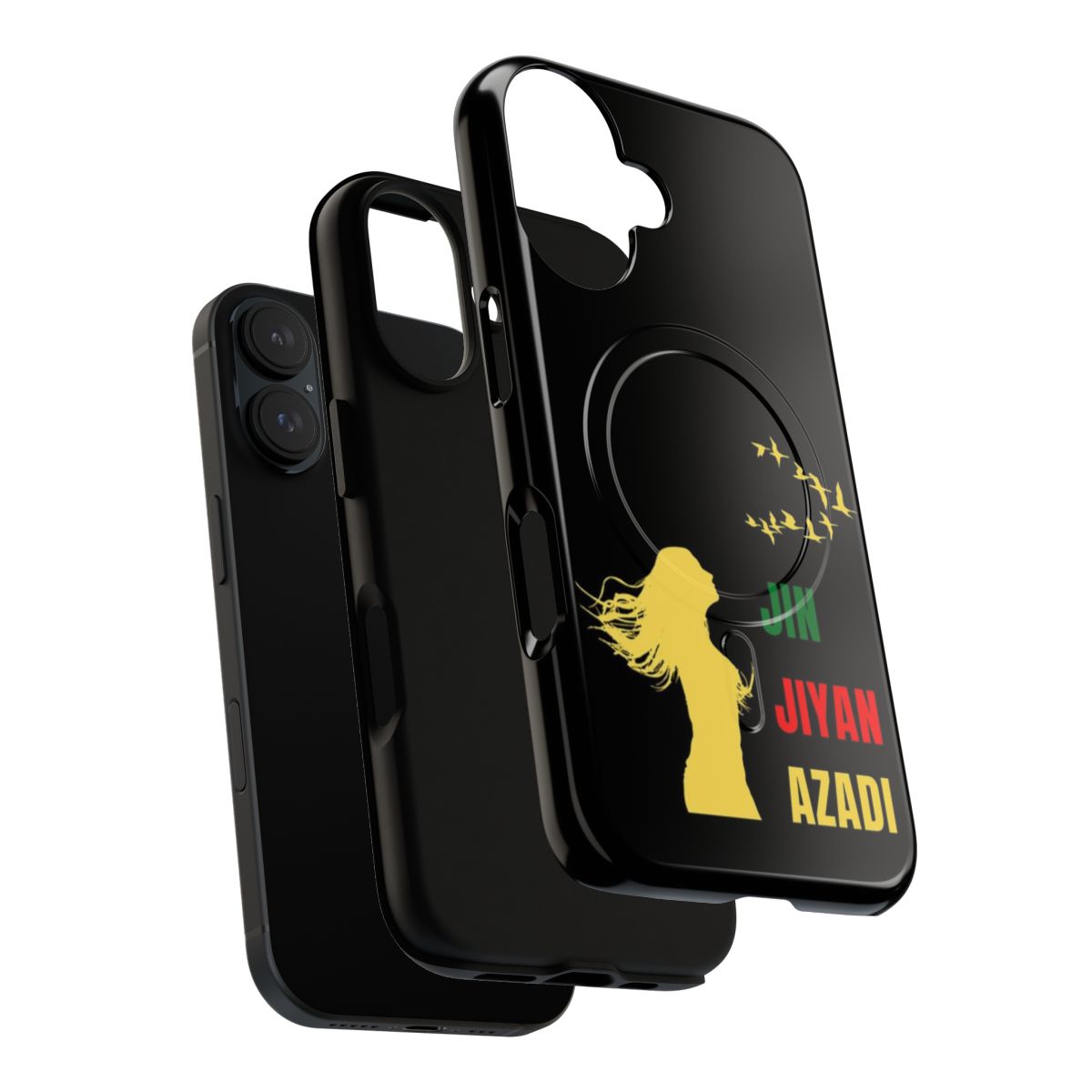 Jin Jiyan Azadi phone case featuring a bold, revolutionary design in support of Kurdish women's rights and freedom. - Layers