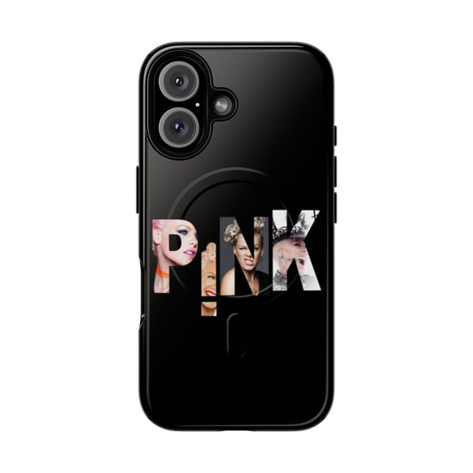 Customizable pink phone case with bold lettering design for pink music fans