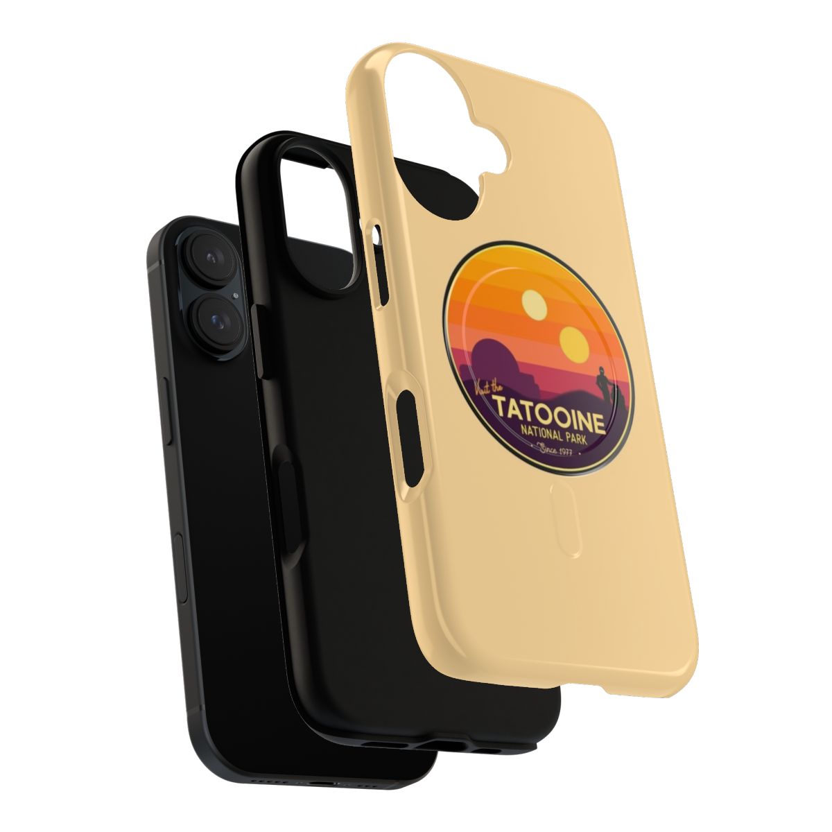 Magnetic tough phone case featuring the iconic landscape of Tatooine from the Star Wars universe - Layers