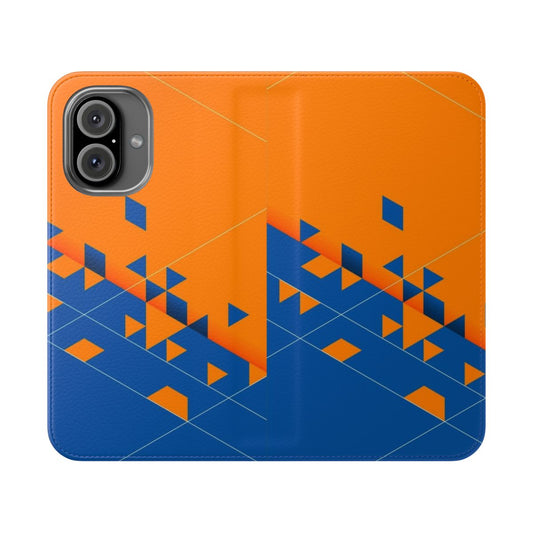 Papaya Livery Inspired Phone Case with Orange and Blue Triangle Pattern