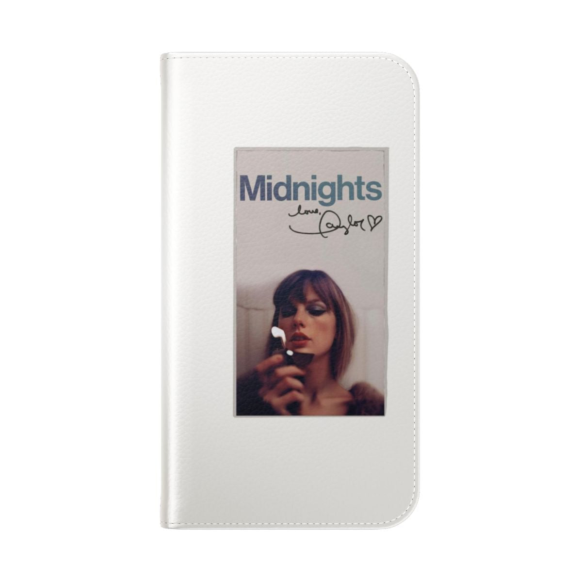 Midnight-themed flip cover phone case featuring Taylor Swift's latest album art - Folded Back